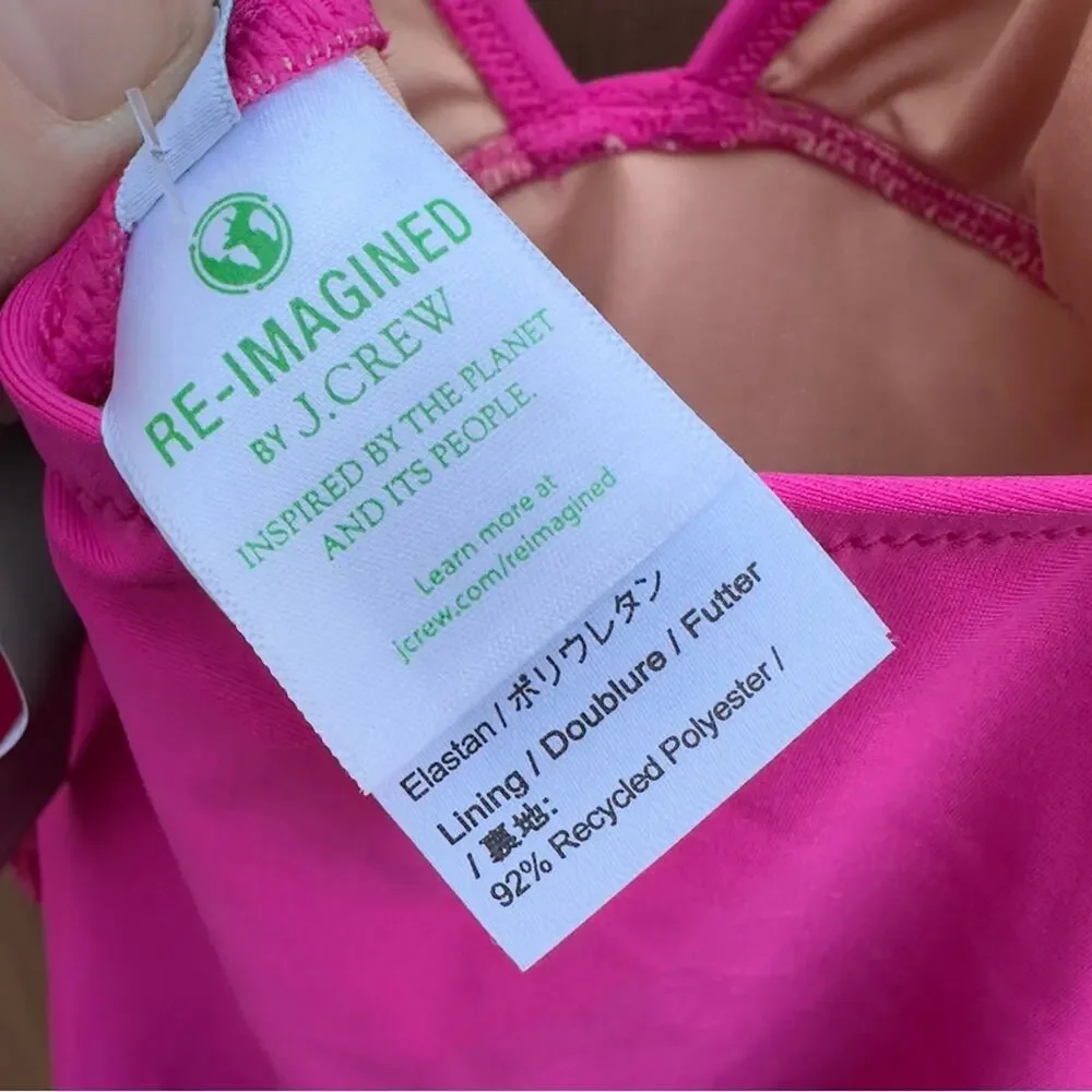 J. Crew | NWT Size 24 Ruched V Neck One Piece Fuchsia Bathing Suit Style BC116